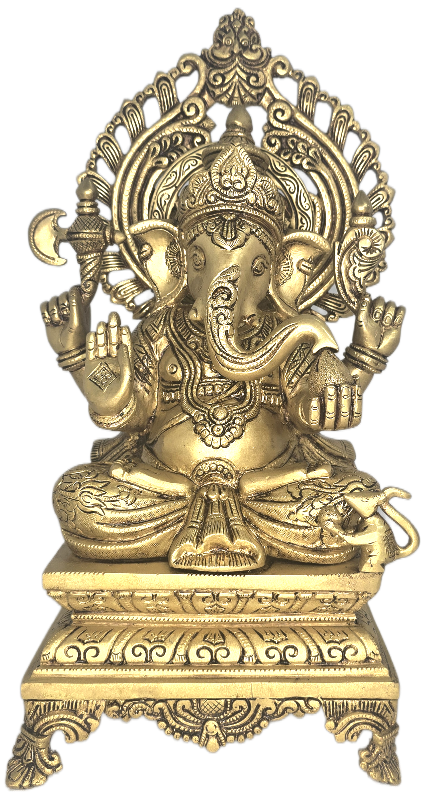 Brass Ganesh Deity w/ Ornate Arch - Matchless Gifts4