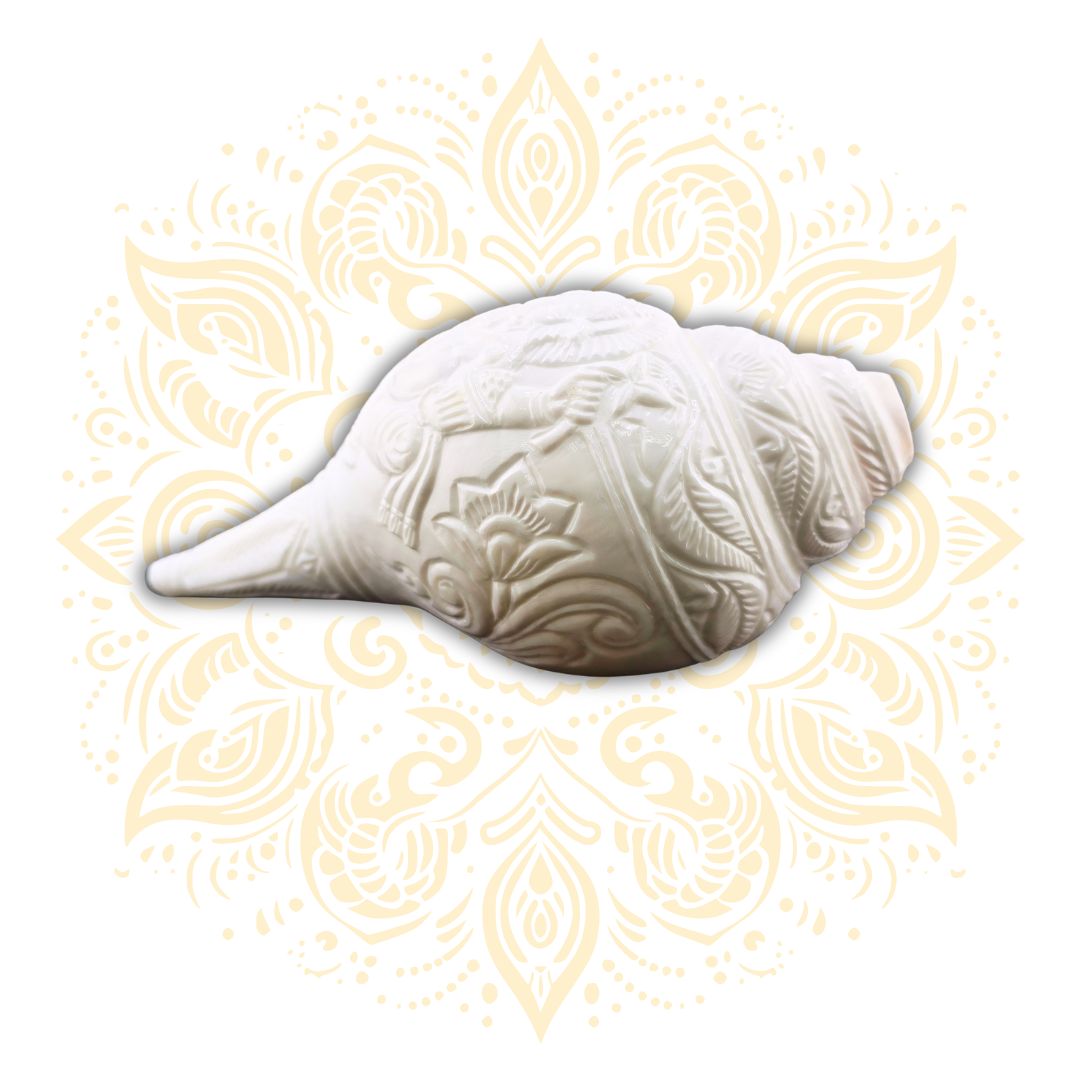 Carved Deity Blowing Conch