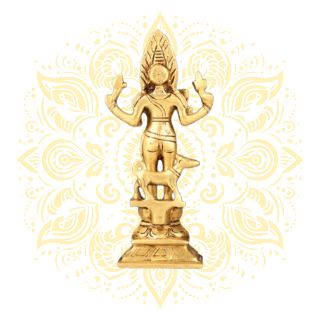 Brass Kala Bhairava Statue with Dog 6.5"