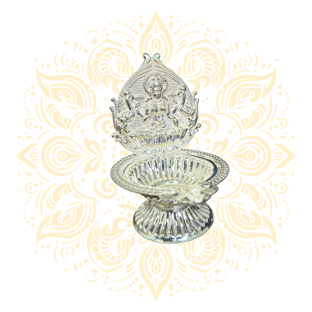 Silver Gajalaxmi Diya Oil Lamp 3"x3" 31 Grams
