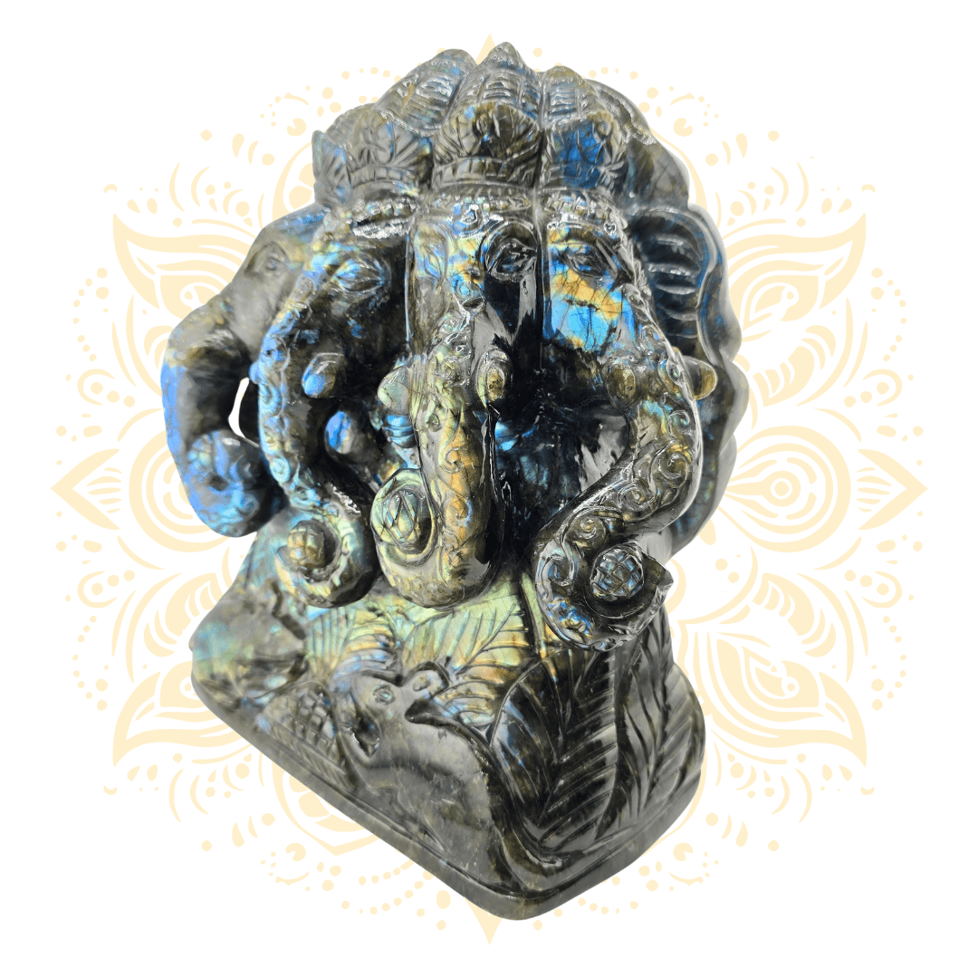 5 - Faced Ganesha Statue in Labradorite Stone - Matchless Gifts