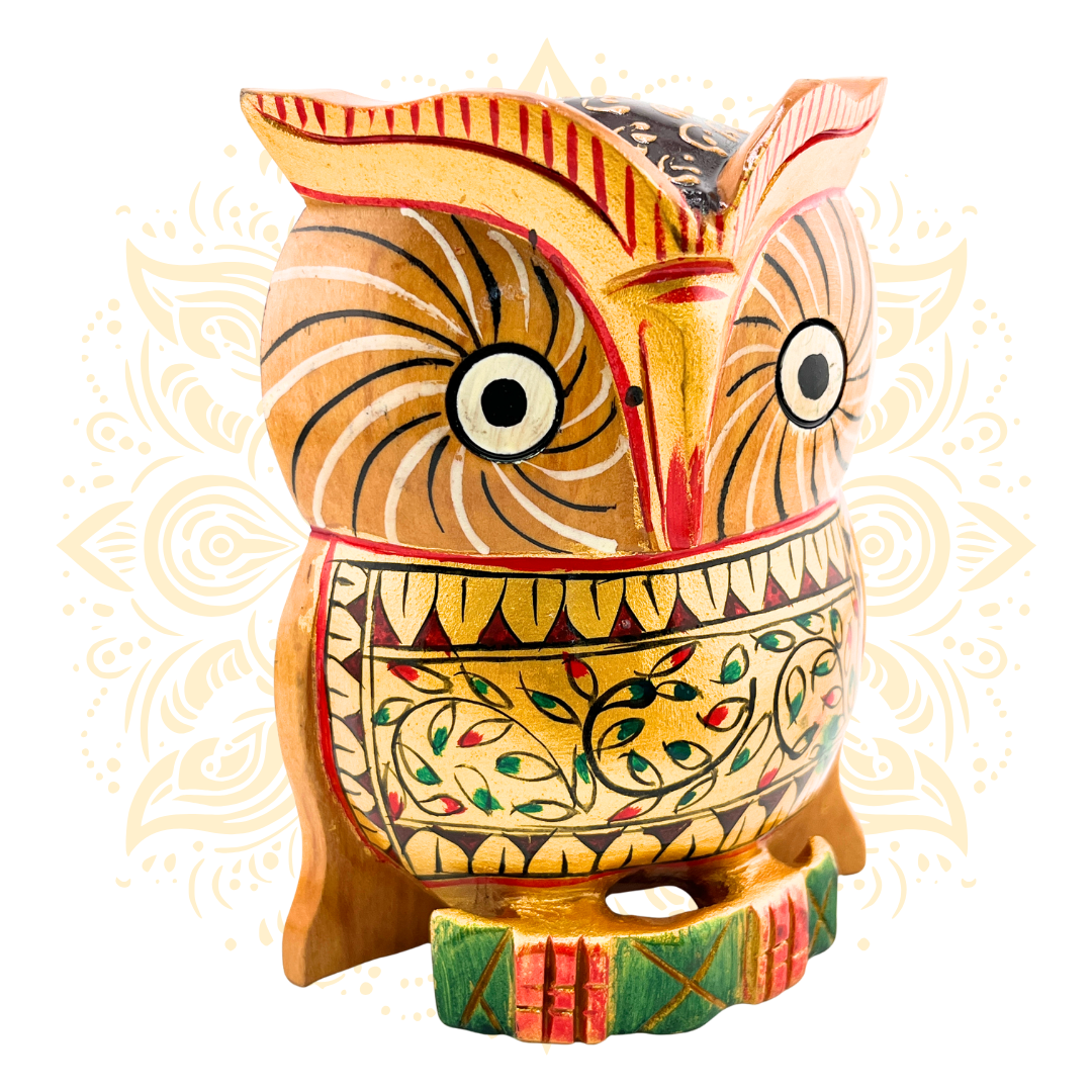 Wooden Painted Owl