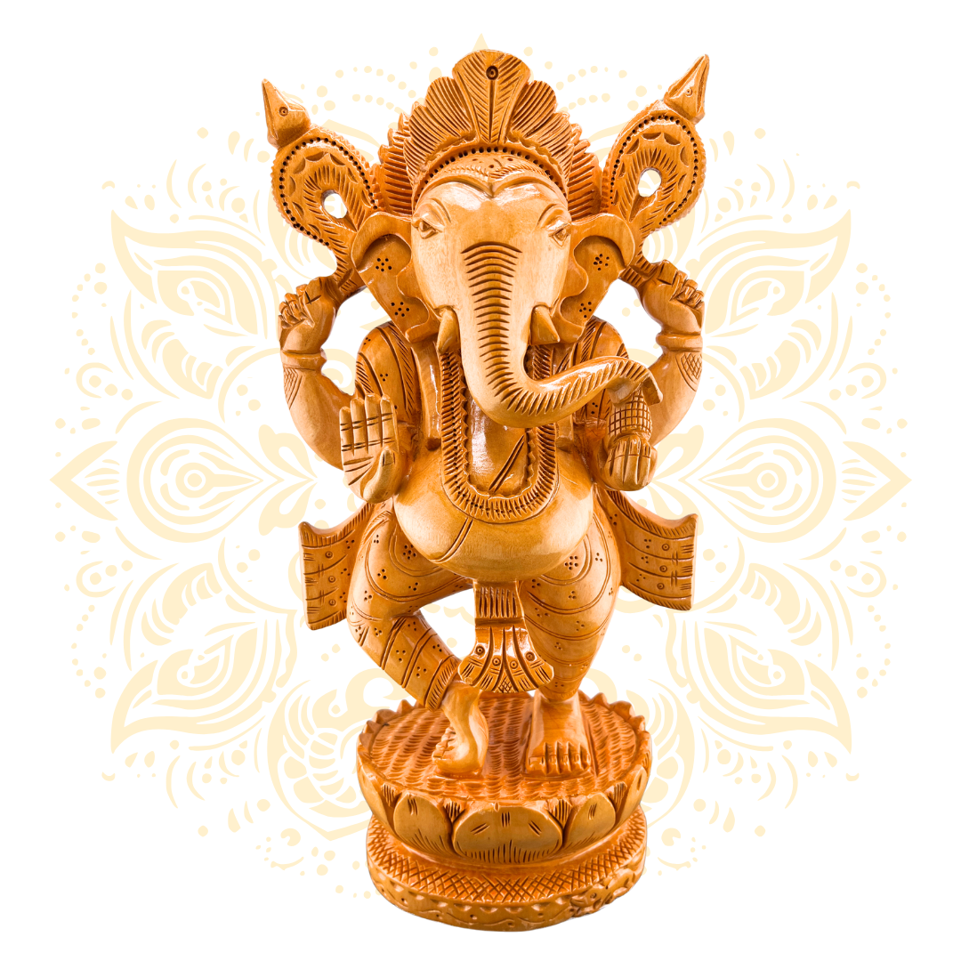 Hand Carved Wooden Dancing Ganesh Statue – Lord Ganesh Nataraja - Matchless Gifts3