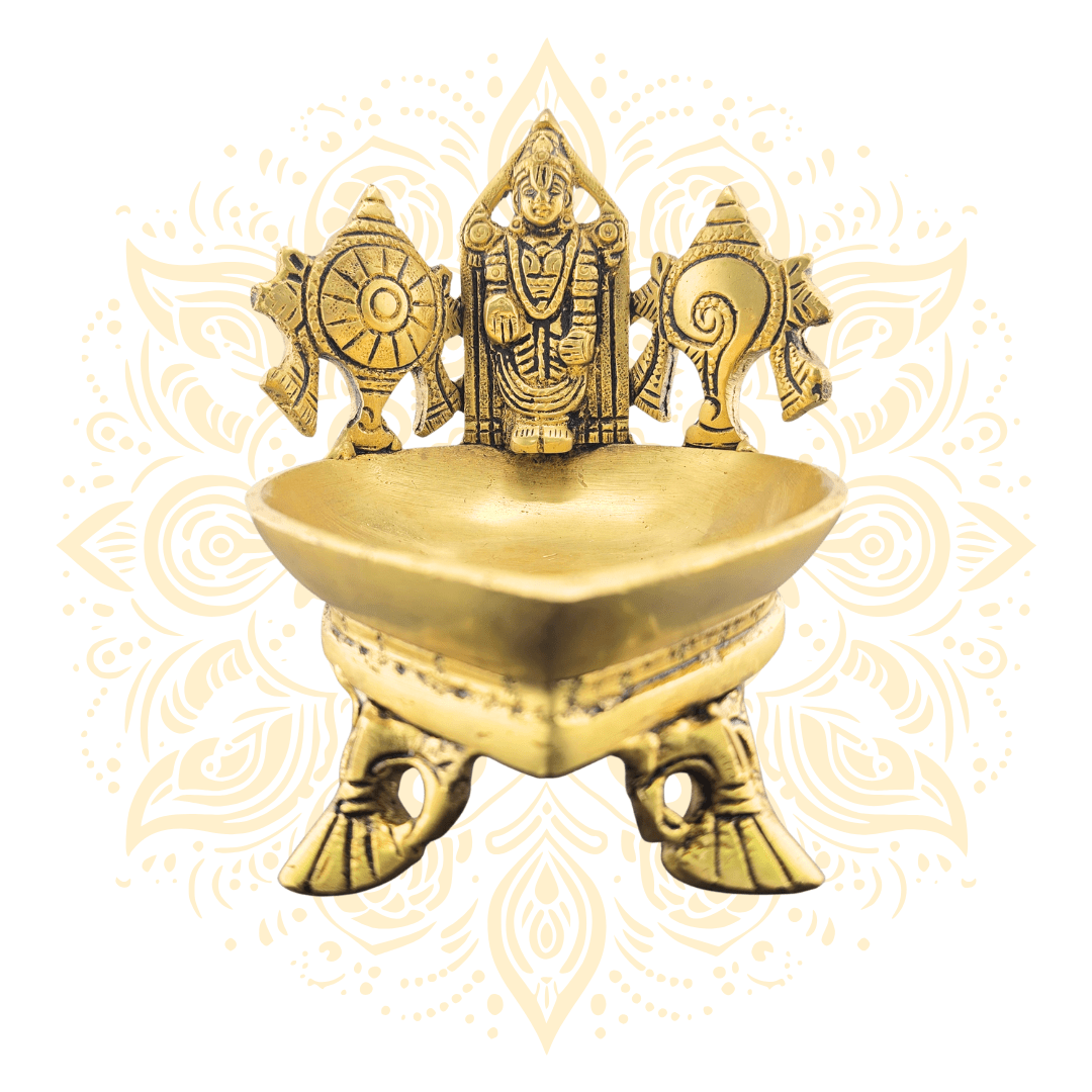 Brass Balaji Deepak Oil Lamp – 5 Inch - Matchless Gifts