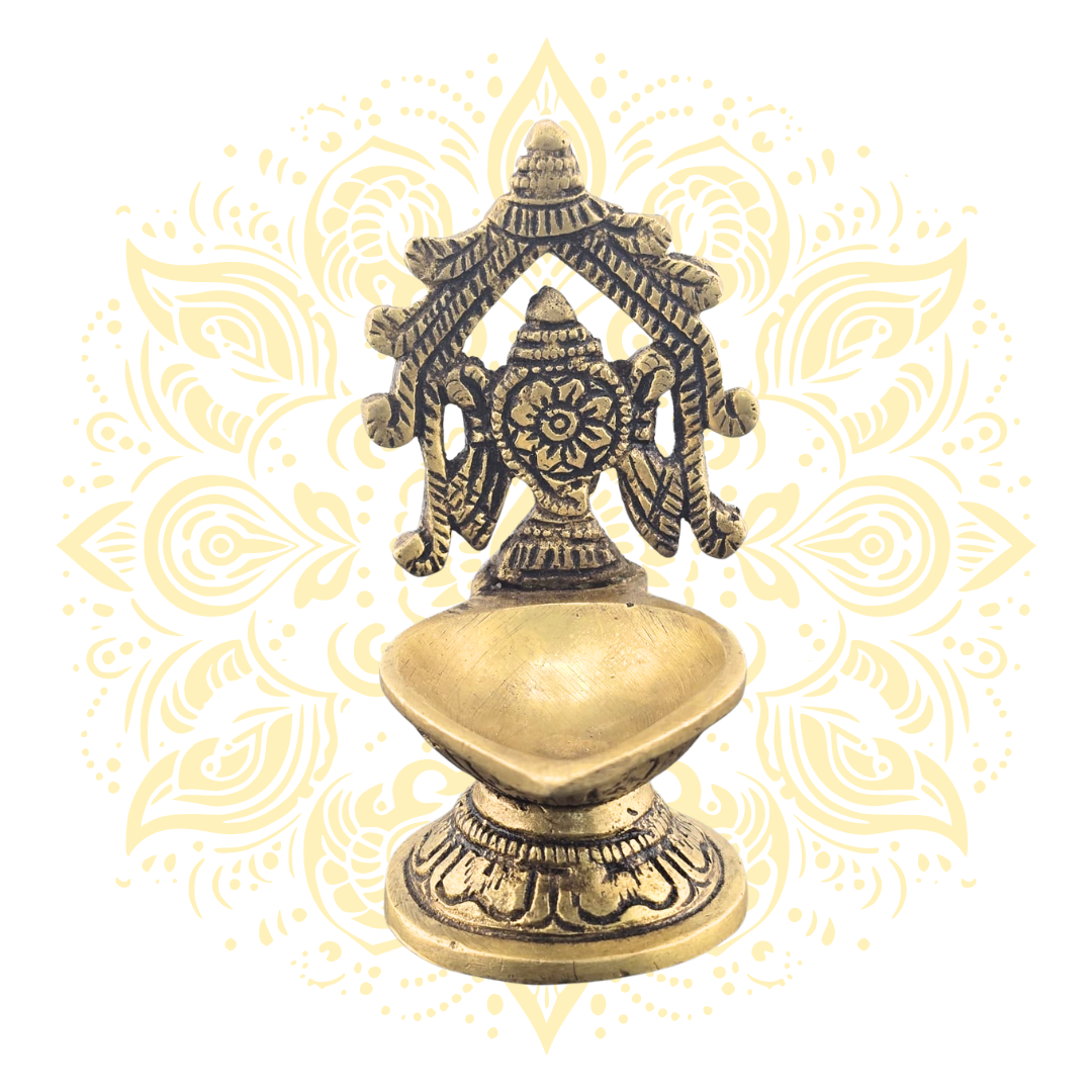 Brass Shank Chakra Deepak 3.5"
