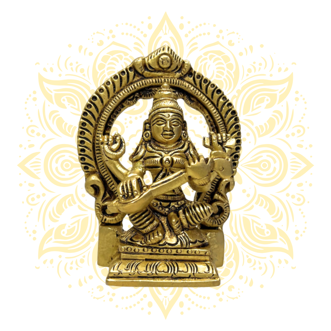 Brass Saraswati Murti 3.5"