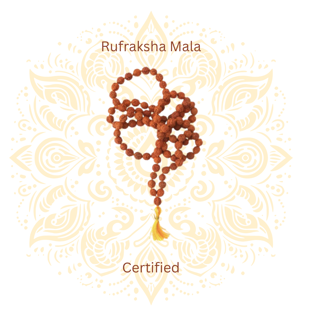 5 Mukhi Rudraksha Mala Necklace 16.5”