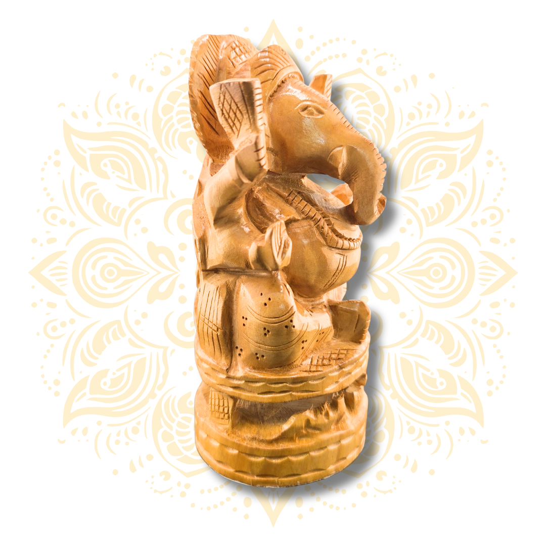 Hand Carved Wooden Ganesha  5”