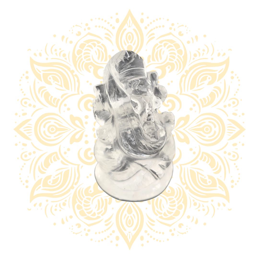 Hand Carved Clear Quartz Ganesh Murti - Matchless Gifts6