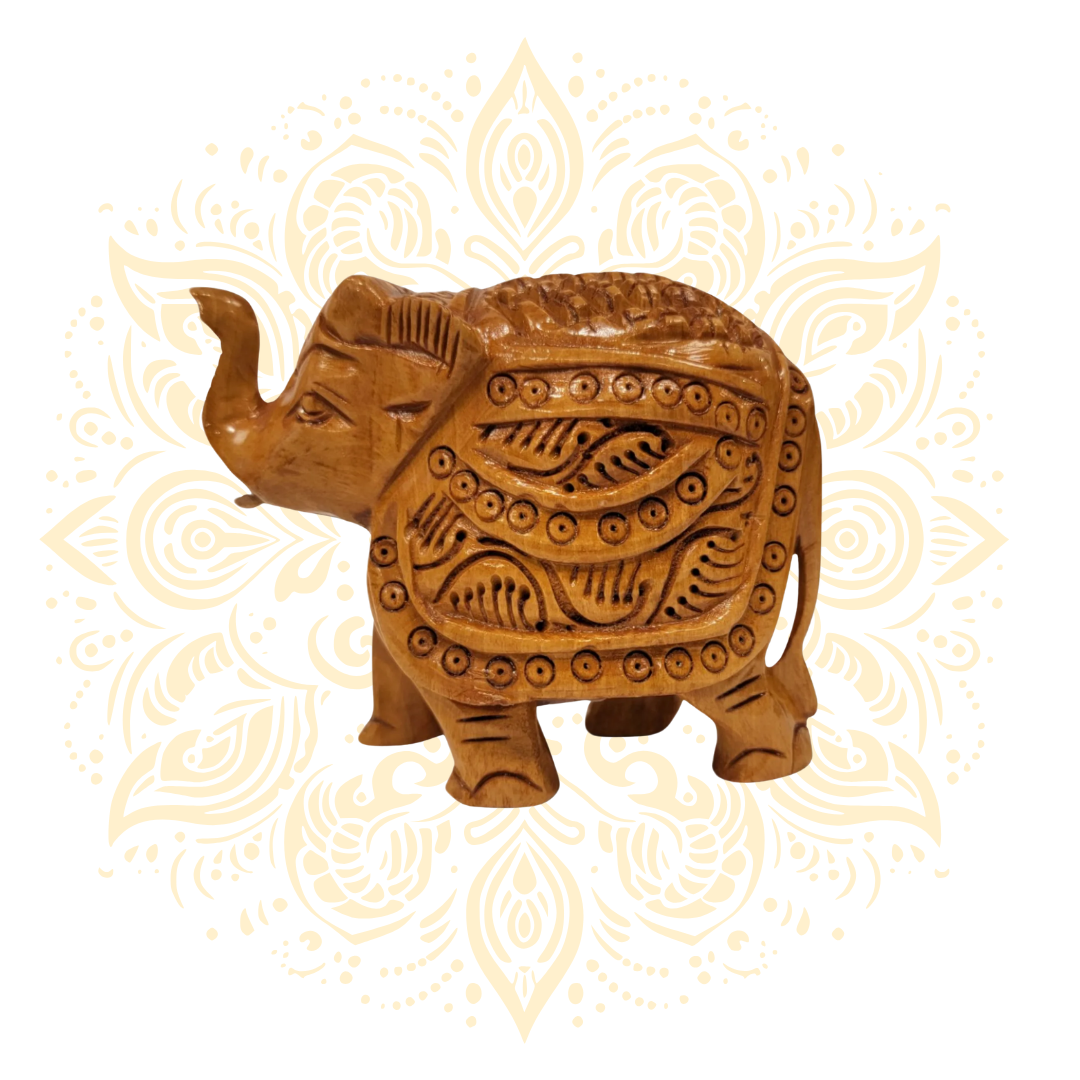 Hand Carved Wooden Elephant | Assorted Traditional Indian Elephant Figurine - Matchless Gifts2