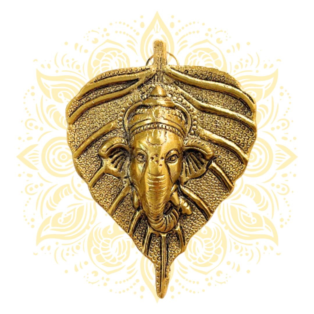 Leaf Ganesha Brass Wall Hanging 5"