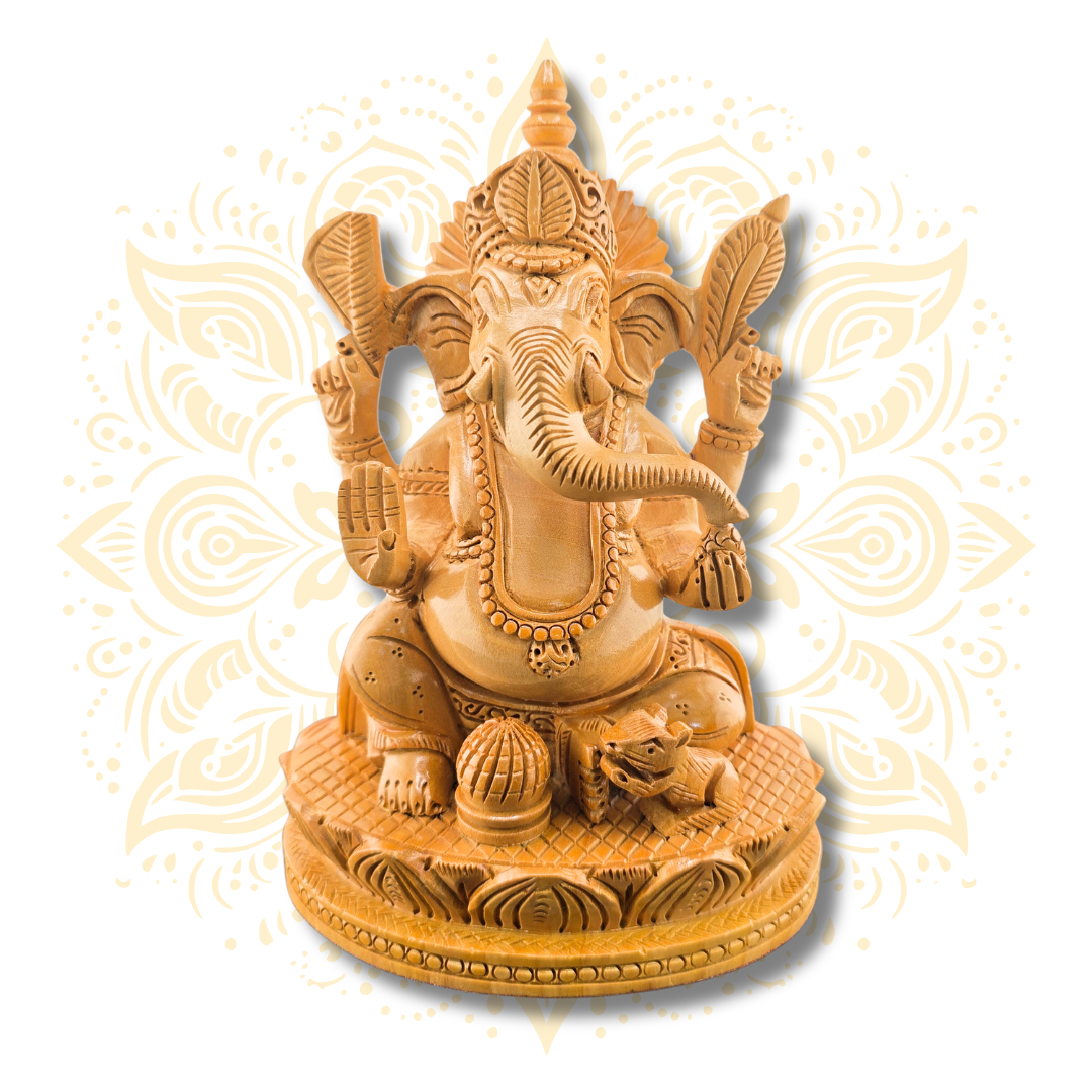 Wooden Ganesh Fine 8"