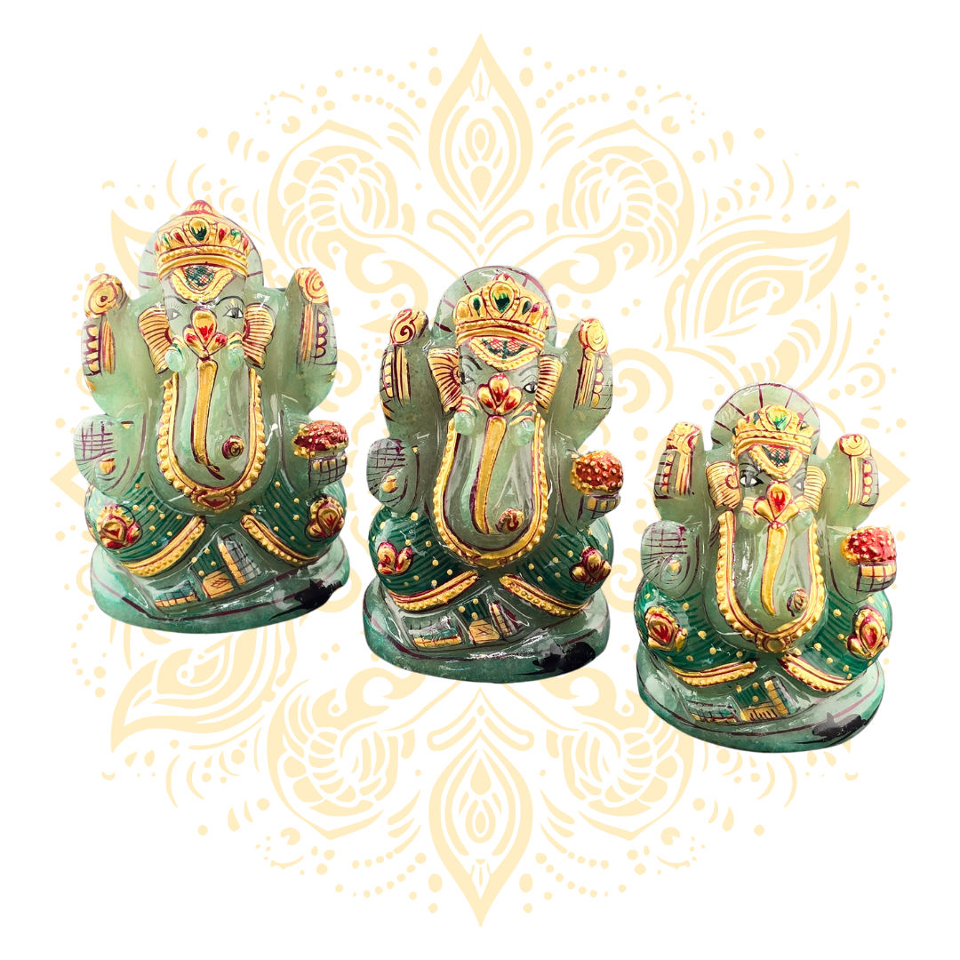 Hand-Carved Green Aventurine Ganesh - Matchless Gifts1