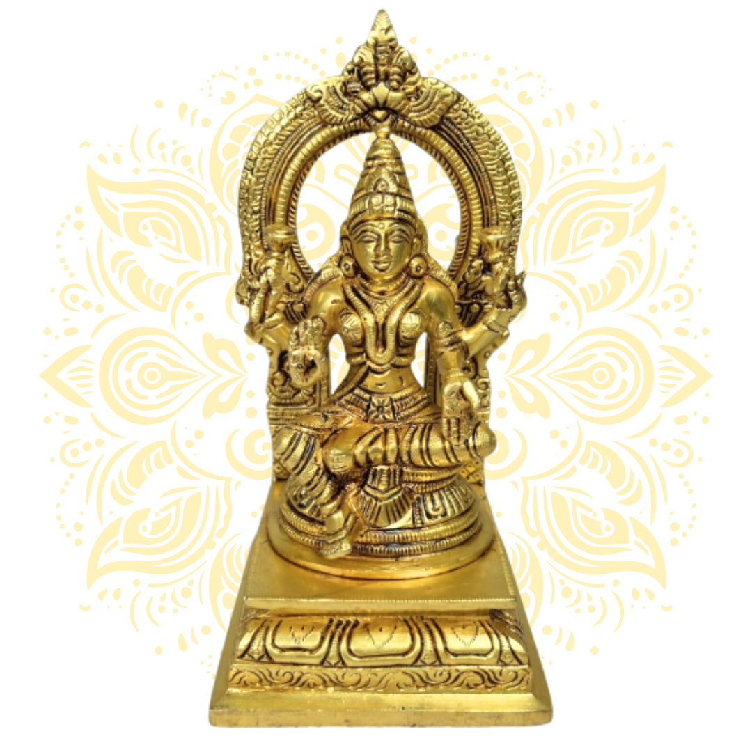 Laxmi 8" Brass Murti w/ Elephant Arch