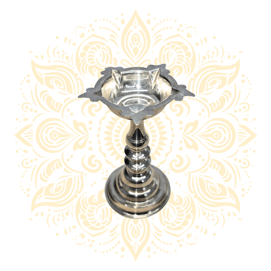 925 Sterling Silver Tall Oil Lamp (Diya) - Matchless Gifts