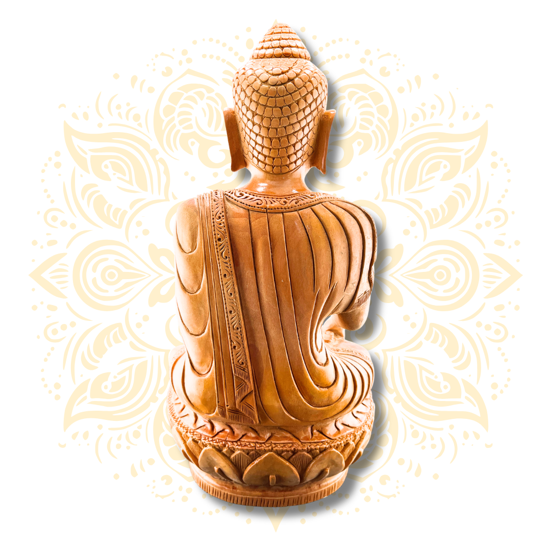 Hand Carved Wooden Buddha Murti – 12” - Matchless Gifts