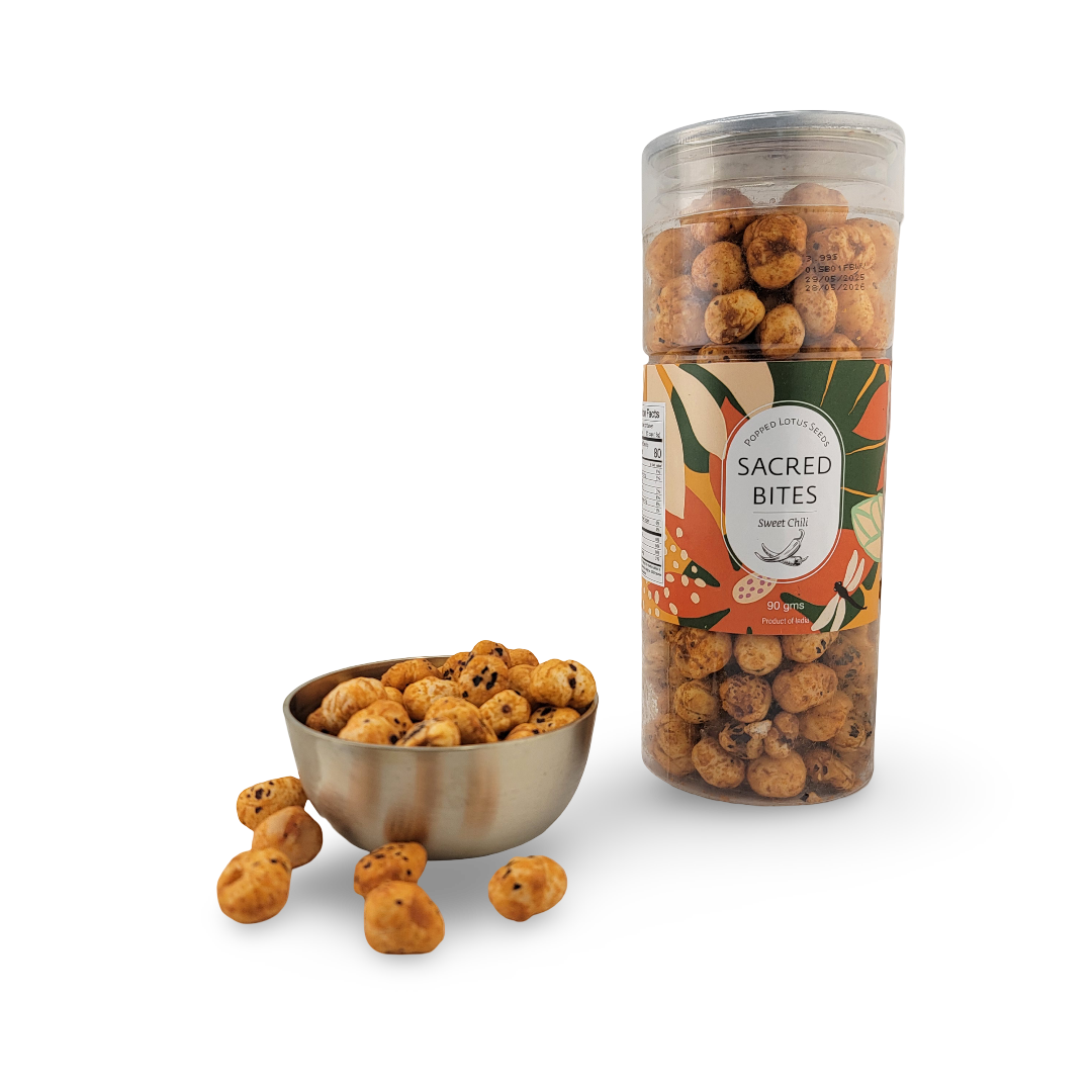 Sacred Bites Roasted Makhana Lotus Seeds 90 g | Crunchy Indian Fox Nut Snack in 3 Flavors