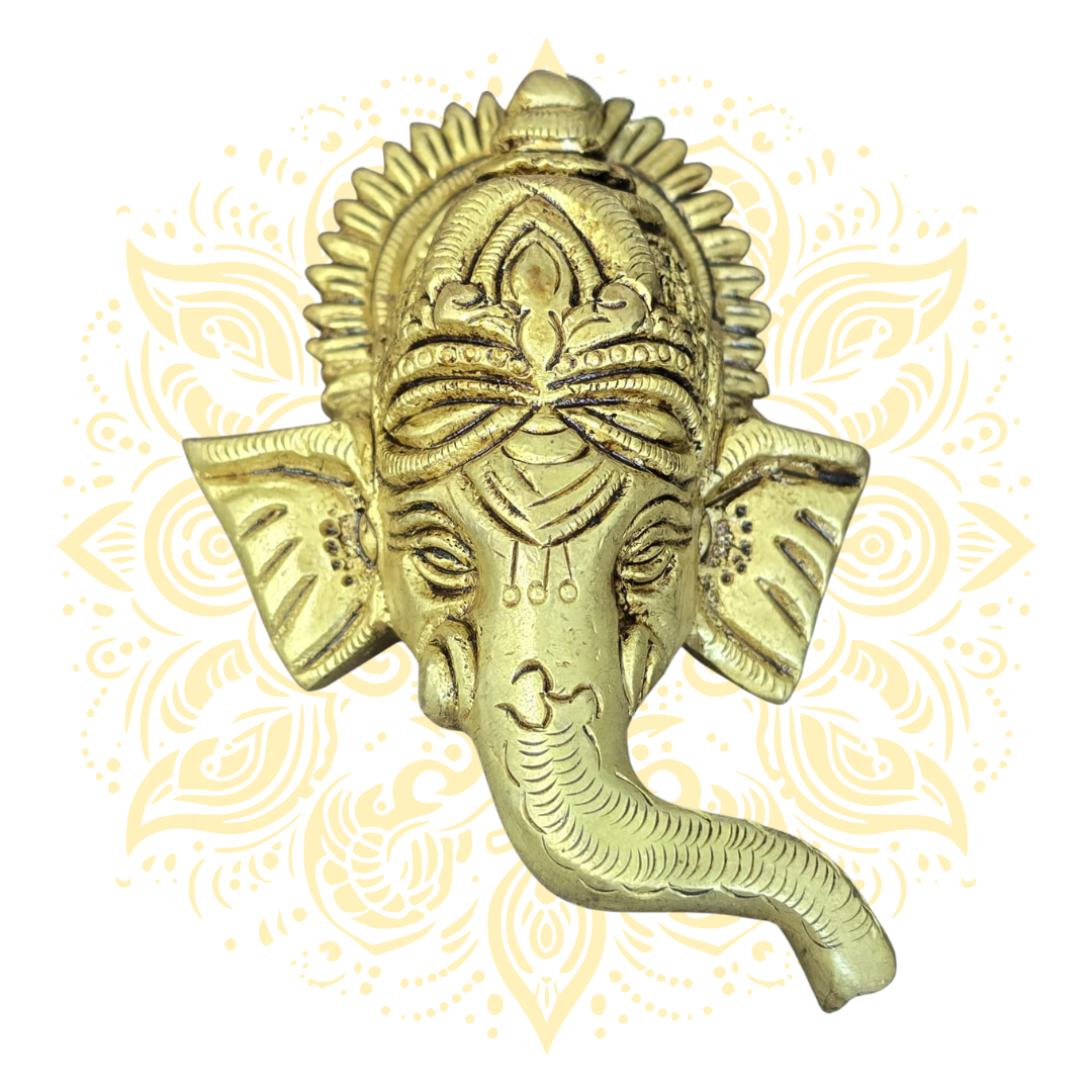 Brass Ganesh Face Wall Hanging 3.5"