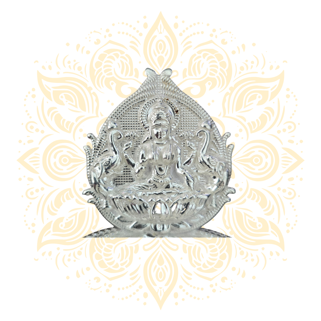 Silver Gajalaxmi Diya Oil Lamp 3"x3" 31 Grams