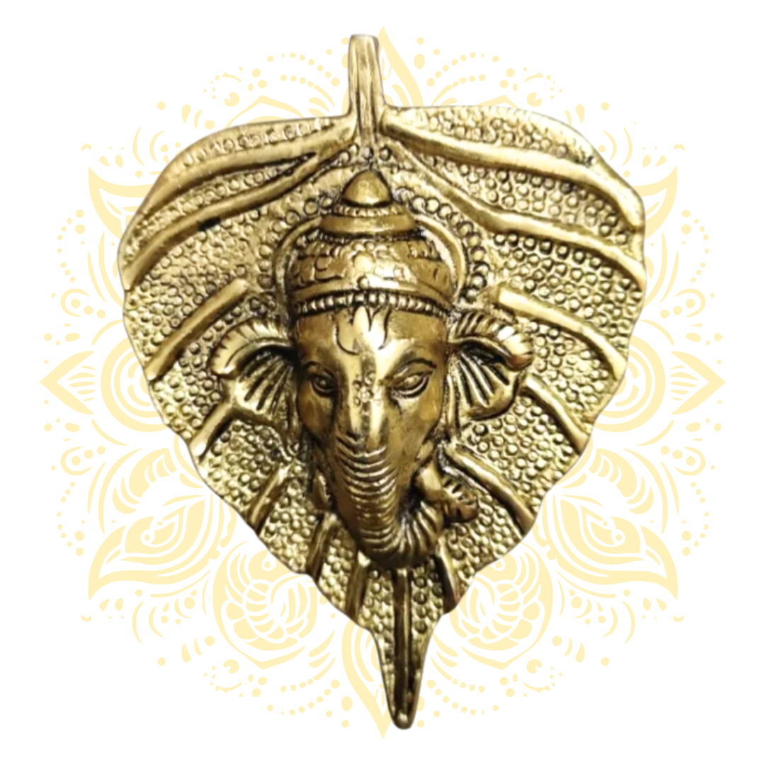 Leaf Ganesha Brass Wall Hanging 5"