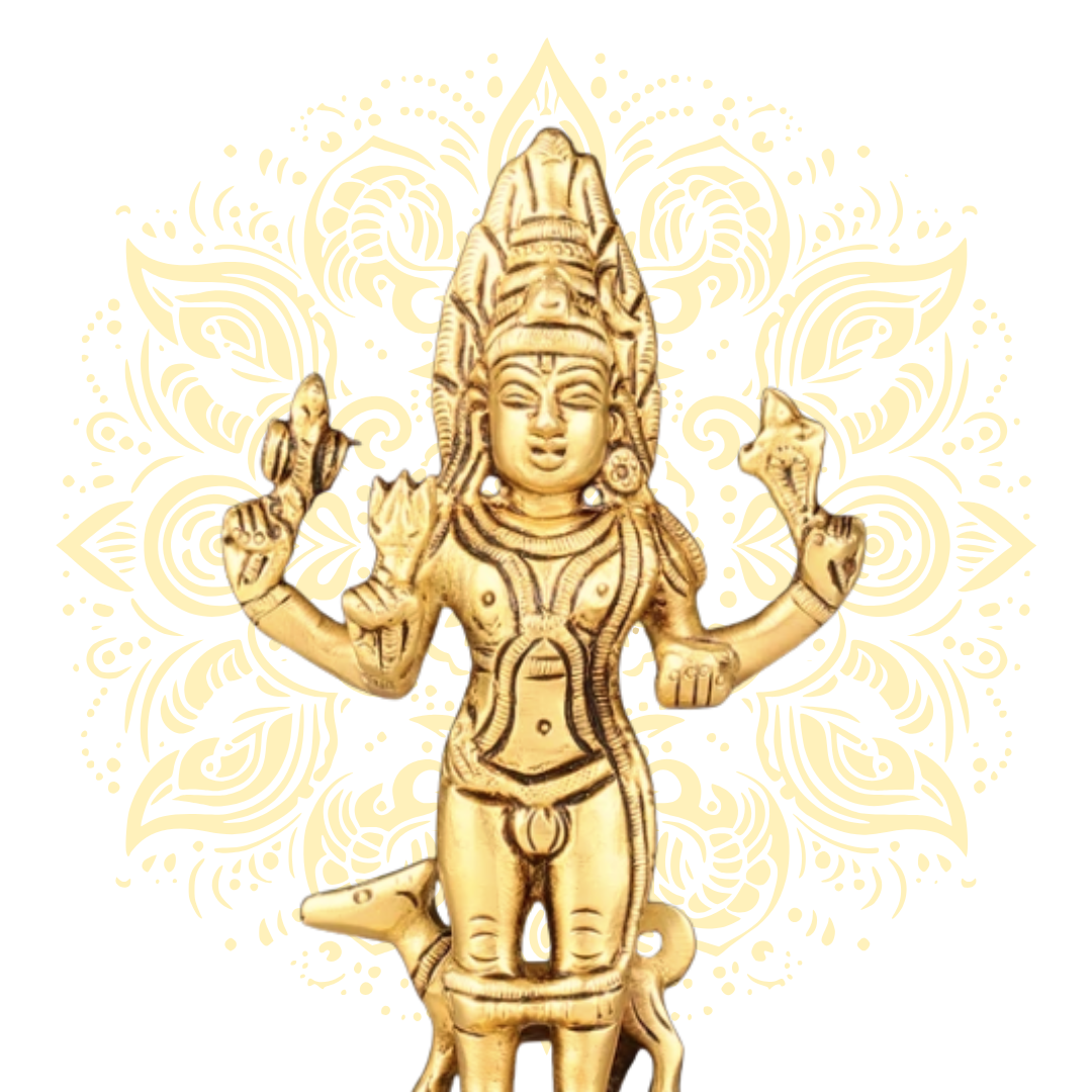 Brass Kala Bhairava Statue with Dog 6.5"