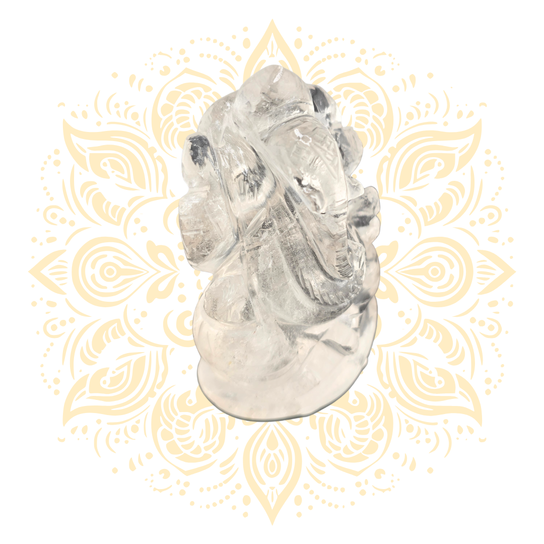 Hand Carved Clear Quartz Ganesh Murti - Matchless Gifts2