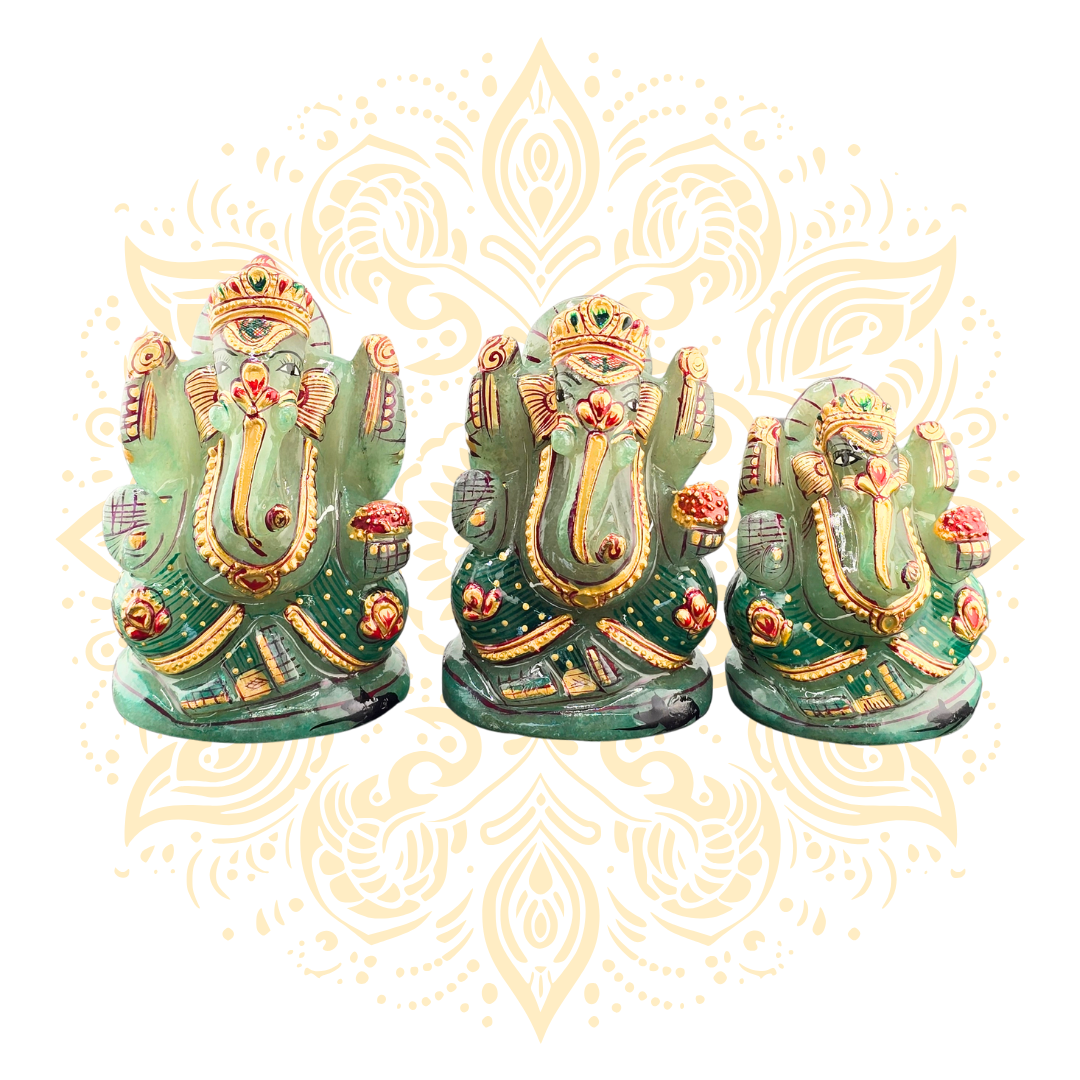 Hand-Carved Green Aventurine Ganesh - Matchless Gifts3