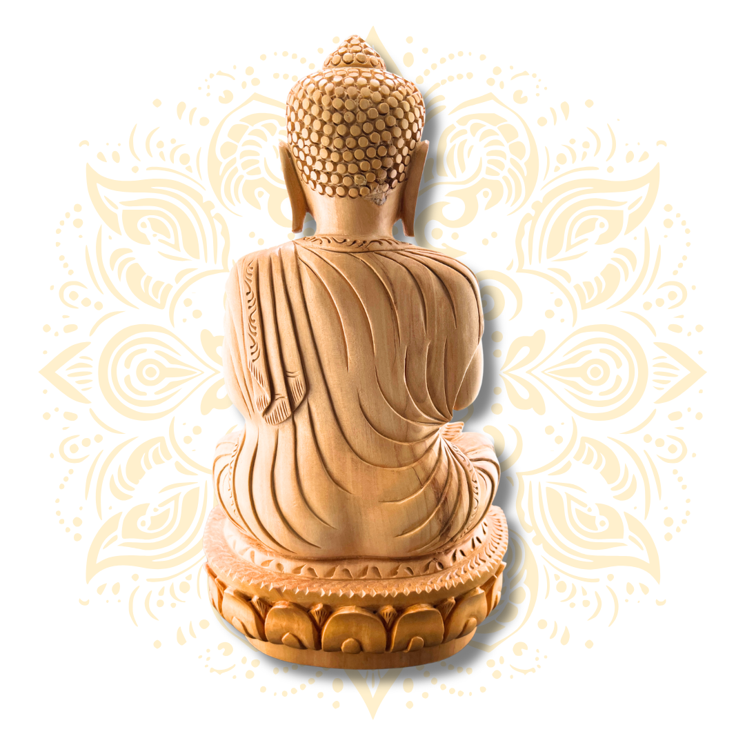 Hand Carved Wooden Buddha Statue – 10”