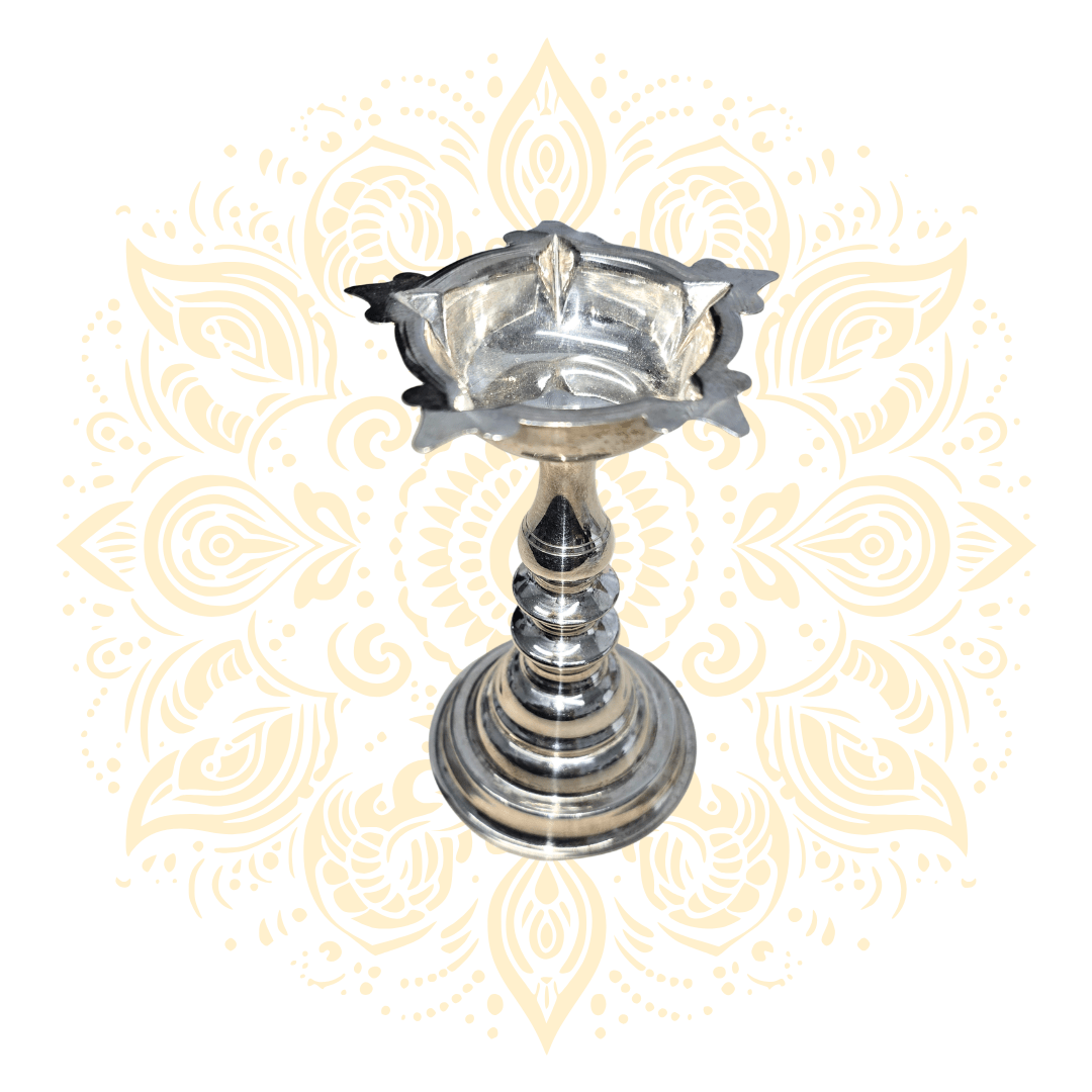 925 Sterling Silver Tall Oil Lamp (Diya) - Matchless Gifts