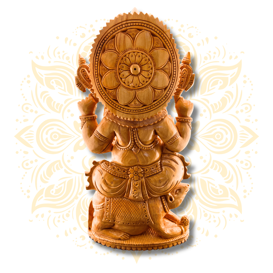 Hand Carved Wooden Ganesha 12” - Matchless Gifts