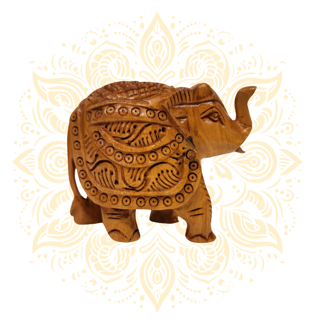 Hand Carved Wooden Elephant | Assorted Traditional Indian Elephant Figurine - Matchless Gifts1