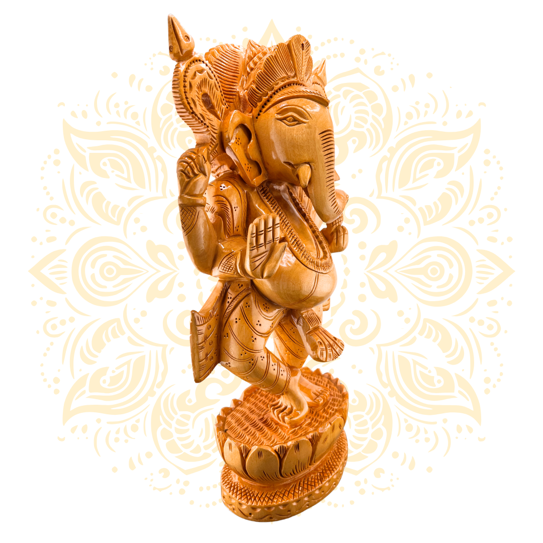 Hand Carved Wooden Dancing Ganesh Statue – Lord Ganesh Nataraja - Matchless Gifts2
