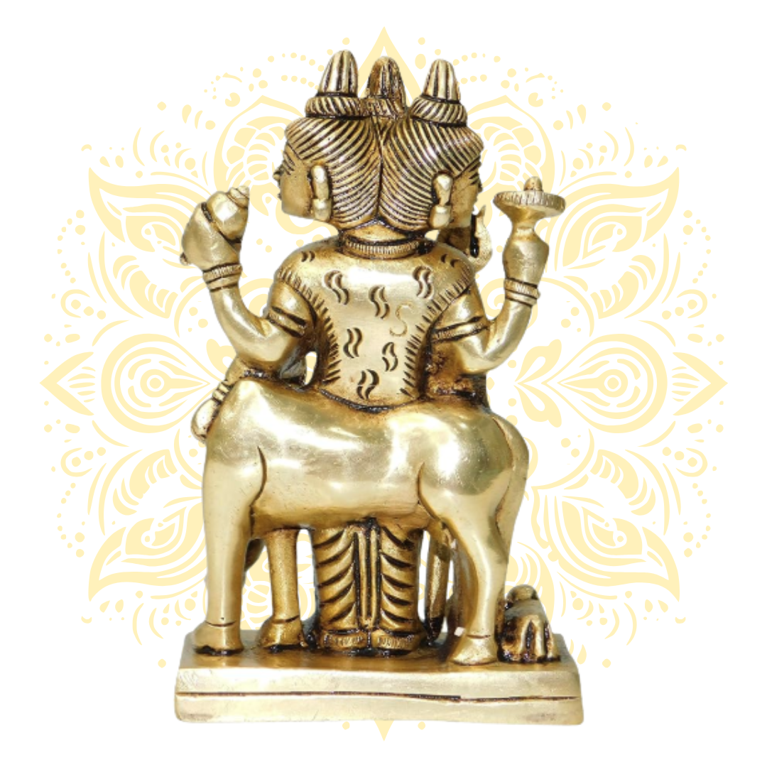 Lord Dattatreya Trimurti Brahma Vishnu 4.5" Brass Murti