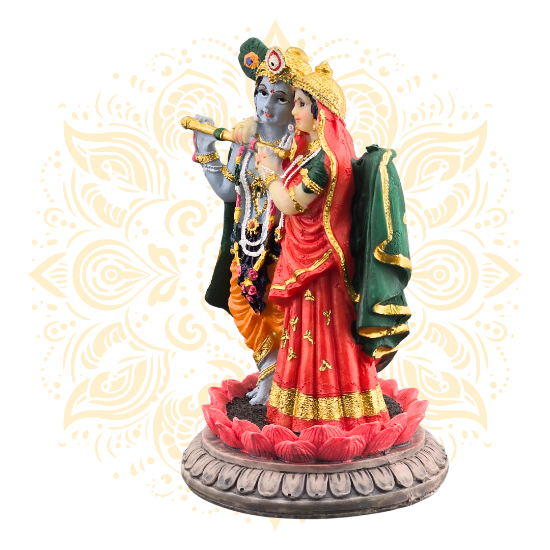 Polyresin Mini Radha Krishna on Lotus Statue 3.5” - Matchless Gifts