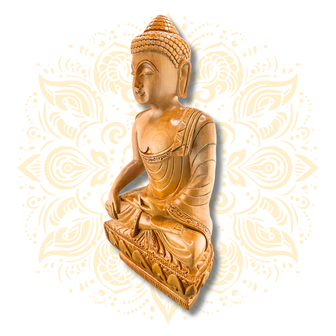 Hand Carved Wooden Buddha Murti – 12” - Matchless Gifts