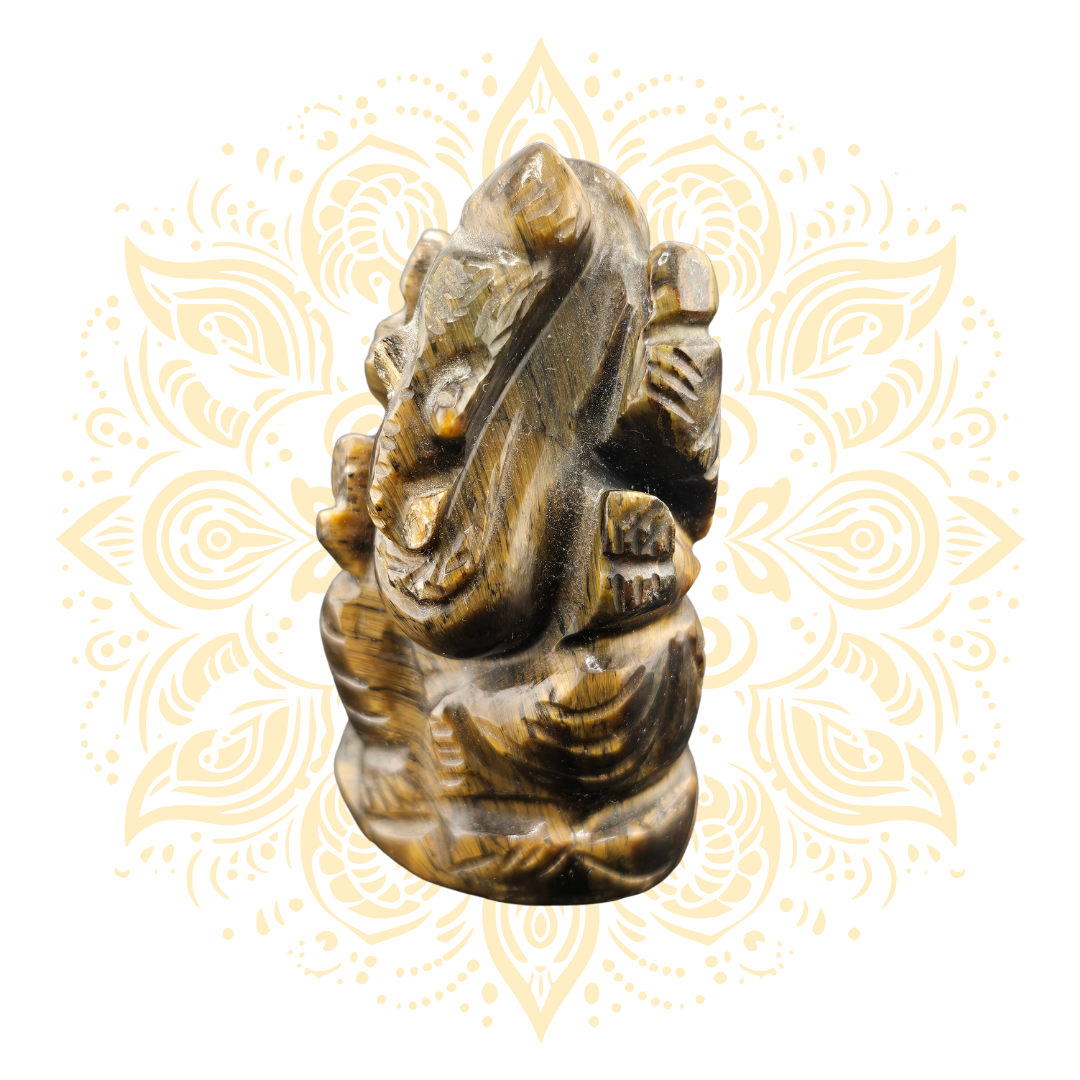Gemstone Tiger's Eye Ganesh Murti 2" - Matchless Gifts5