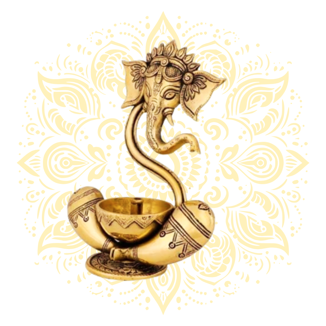 Ganesh Brass Oil Lamp Diya 8.5"