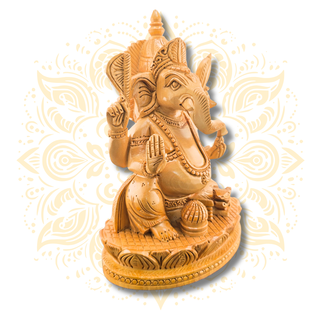 Wooden Ganesh Fine 8"