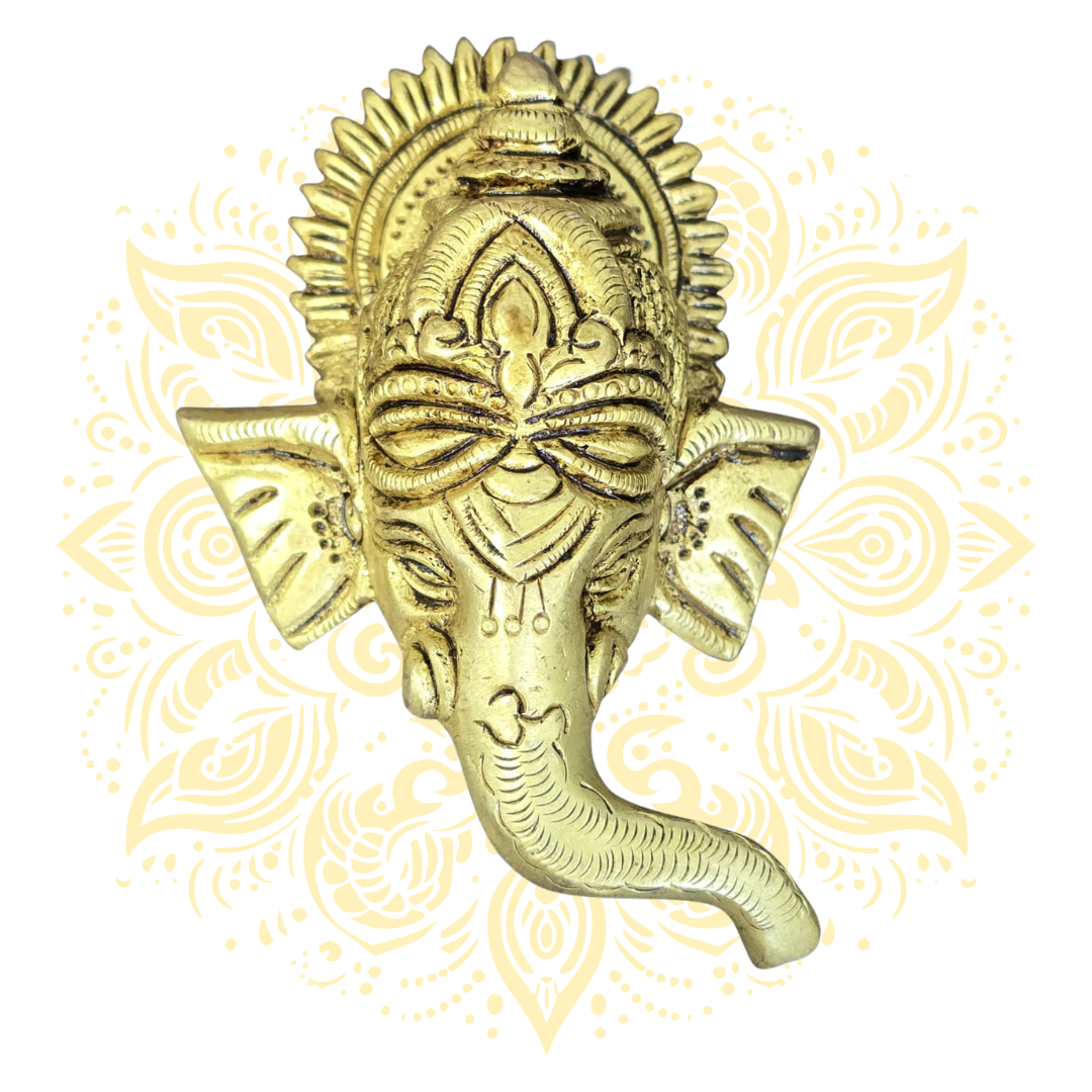 Brass Ganesh Face Wall Hanging 3.5"