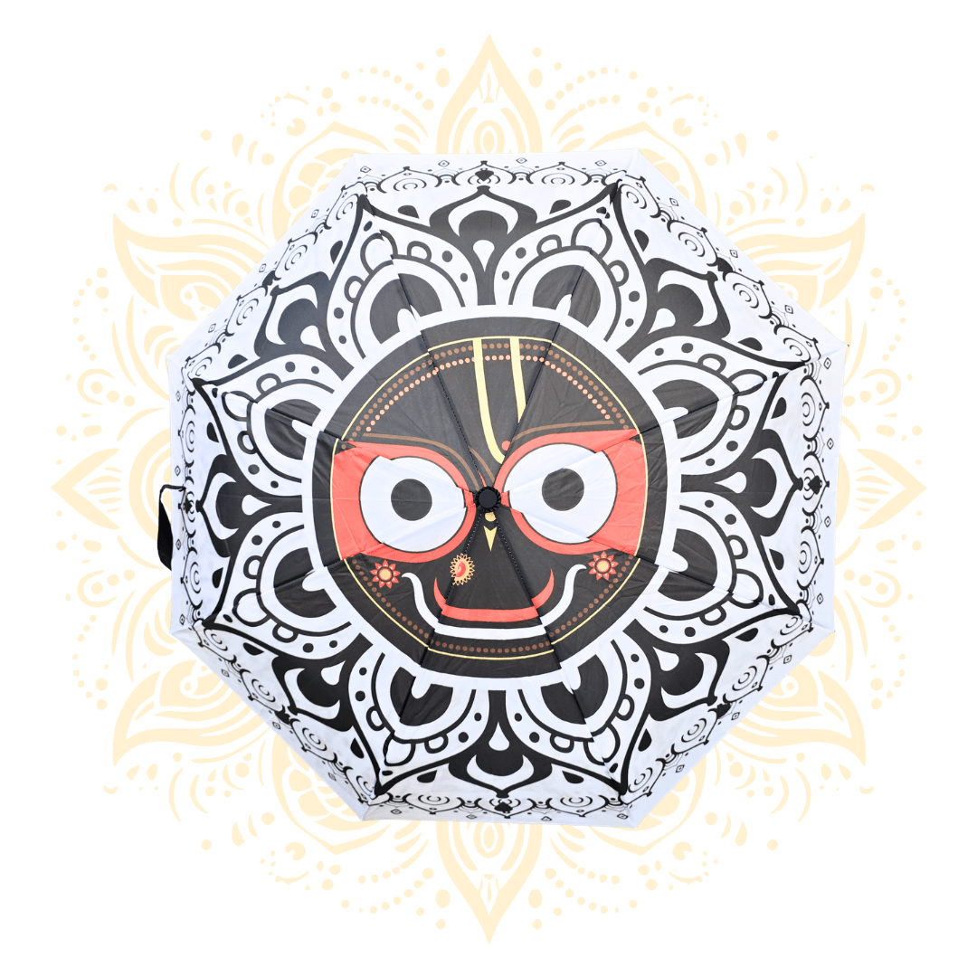 Foldable Travel Umbrella with Lord Jagannath or Om Design - Matchless Gifts3