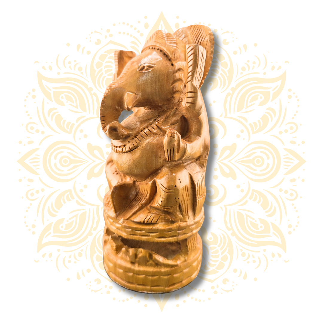 Hand Carved Wooden Ganesha  5”