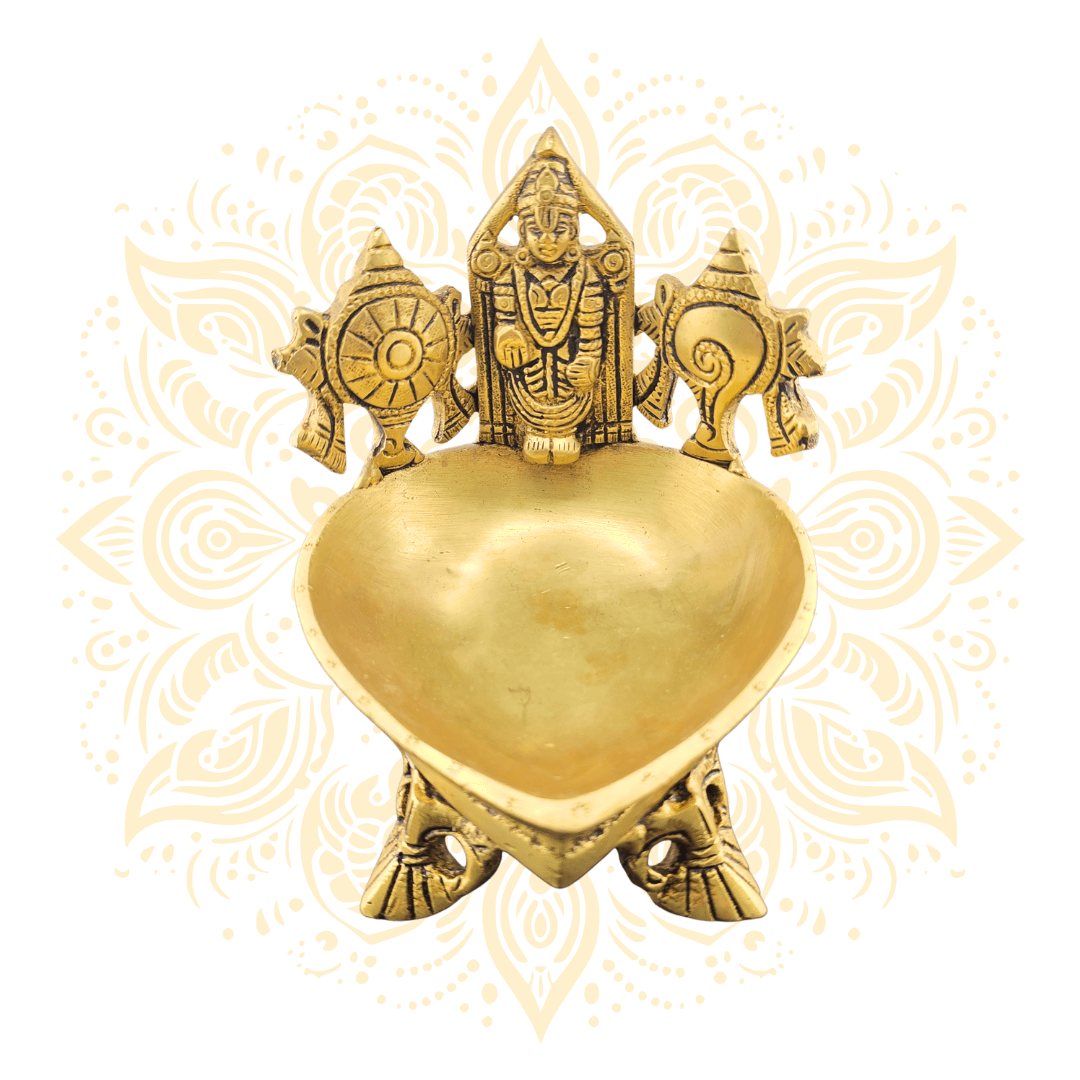 Brass Balaji Deepak Oil Lamp – 5 Inch - Matchless Gifts