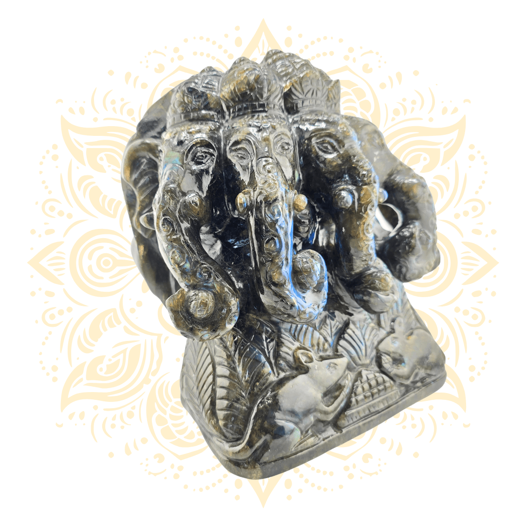 5 - Faced Ganesha Statue in Labradorite Stone - Matchless Gifts
