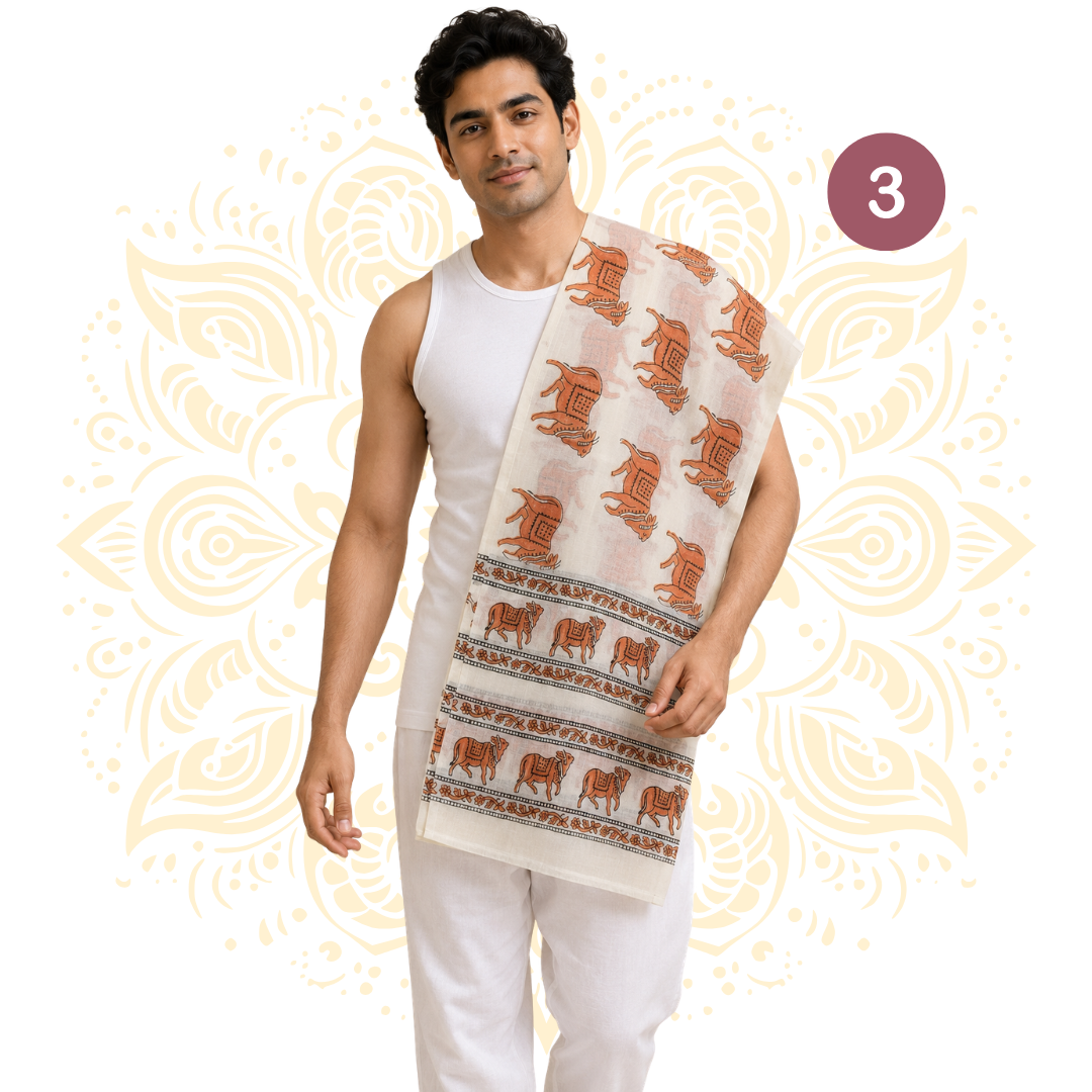 Printed Cotton Chadar w/ Devotional Designs