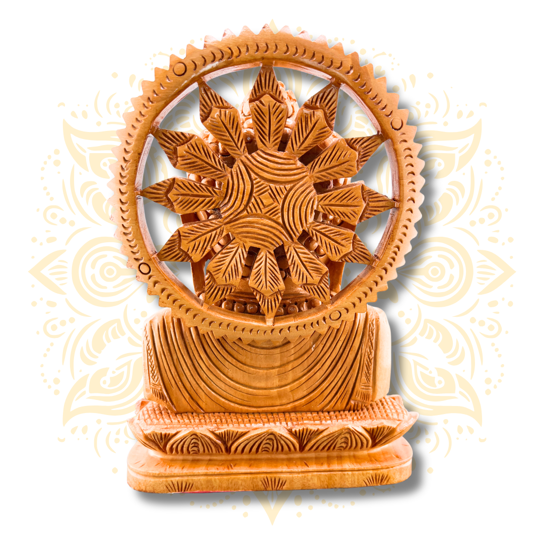 Hand Carved Wooden Kiran Face Buddha Statue – 7.25”