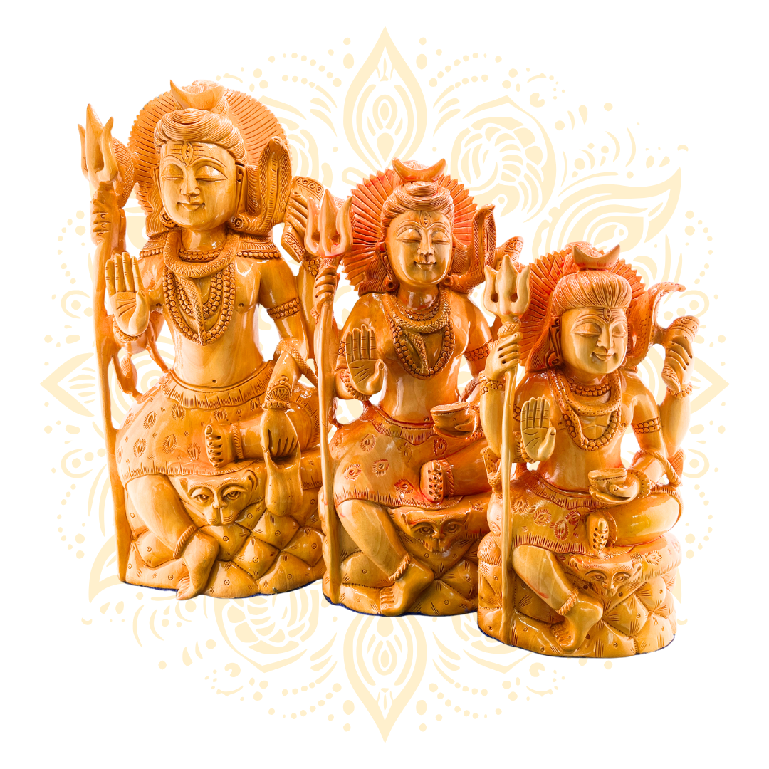 Hand Carved Wooden Lord Shiva - Matchless Gifts