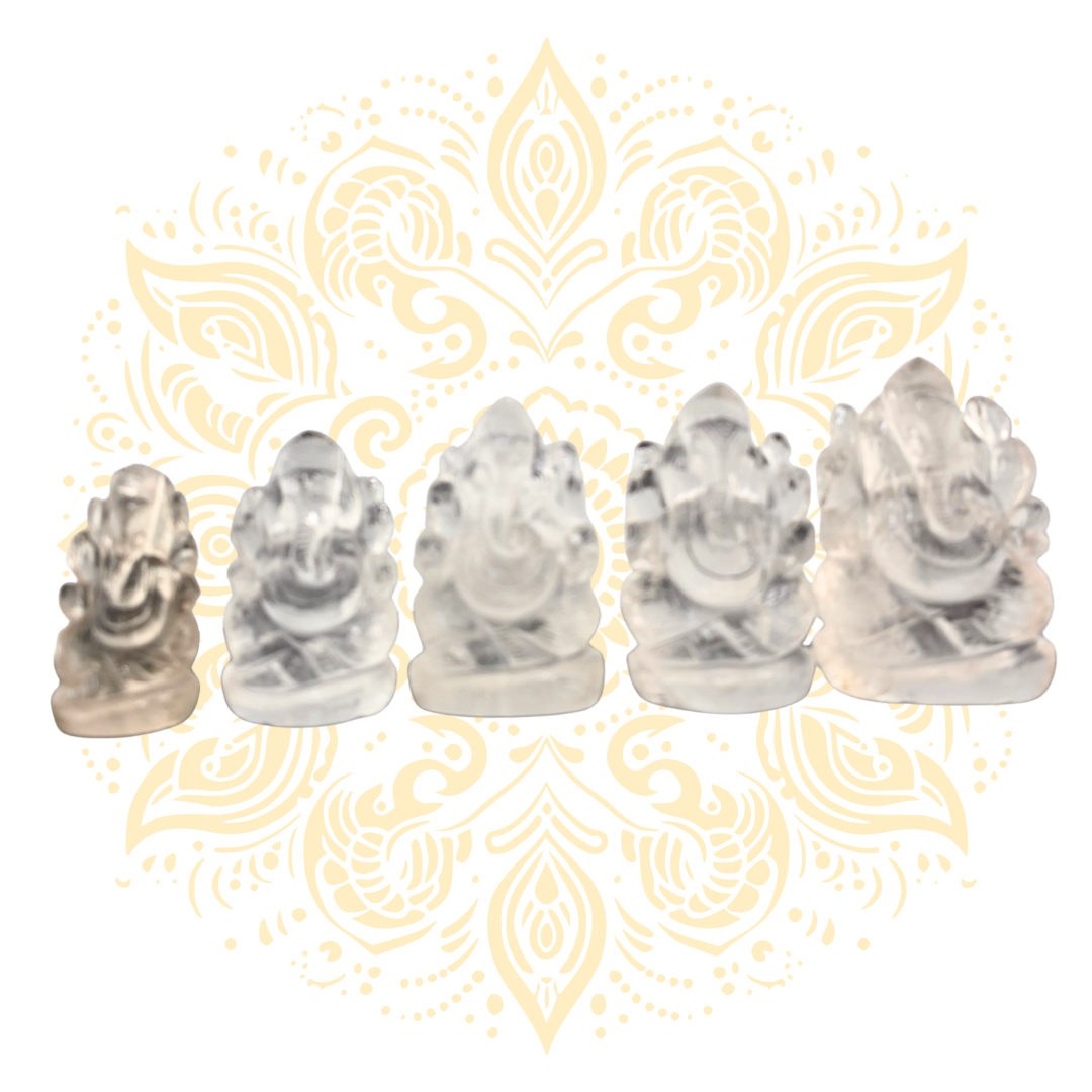 Hand Carved Clear Quartz Ganesh Murti - Matchless Gifts7