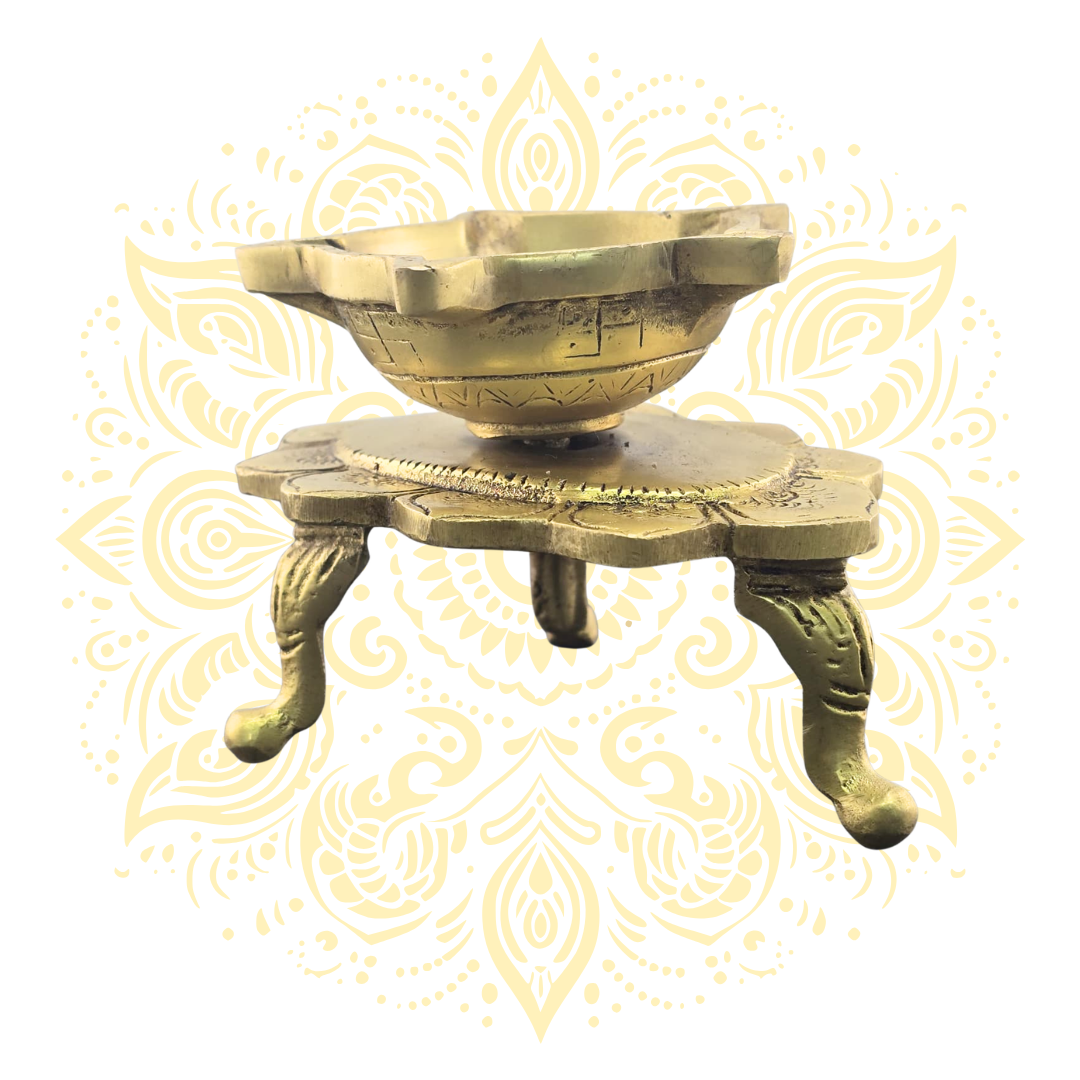 Brass Flower Diya Oil Lamp 5 x 3"