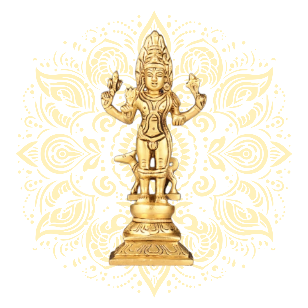 Brass Kala Bhairava Statue with Dog 6.5"