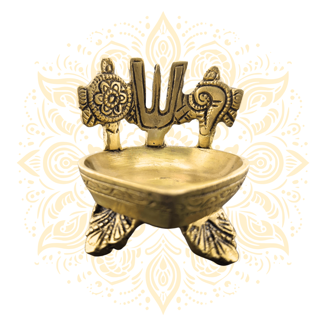 Brass Shank Cakra Deepak 3" - Matchless Gifts